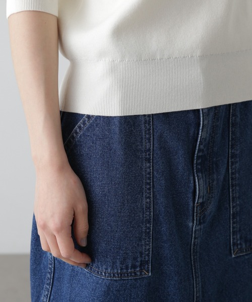 N.（N. Natural Beauty Basic）（エヌエヌナチュラルビューティーベーシック）の「総針クルーネック五分袖ニット（ニット/セーター・レディース・ブルー/オフホワイト/チャコールグレー/ピンク・MEDIUM）」の15枚目の写真