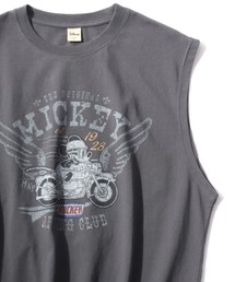 Disney | Disney/ディズニー ミッキーマウス オーバーサイズ ピグメント風 ヴィンテージ加工 ロックテイスト ノースリーブTシャツ/レディース メンズ(Tシャツ/カットソー)
