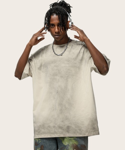 Ressaca（レサーカ）の「オーバーサイズユーズド加工無地Tシャツ（Tシャツ/カットソー・メンズ・ブラック/ホワイト/ブルー/パープル/グリーン/ピンク/カーキ/グレー・M/L/XL）」の4枚目の写真