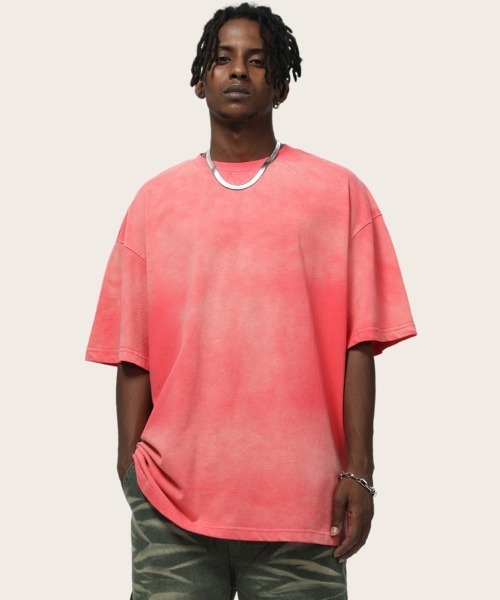 Ressaca（レサーカ）の「オーバーサイズユーズド加工無地Tシャツ（Tシャツ/カットソー・メンズ・ブラック/ホワイト/ブルー/パープル/グリーン/ピンク/カーキ/グレー・M/L/XL）」の8枚目の写真