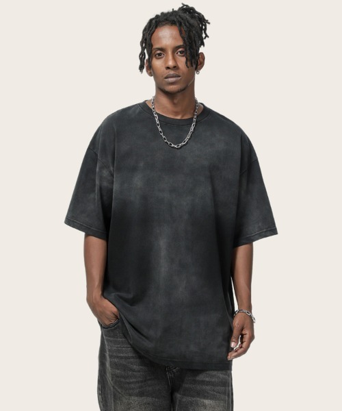 Ressaca（レサーカ）の「オーバーサイズユーズド加工無地Tシャツ（Tシャツ/カットソー・メンズ・ブラック/ホワイト/ブルー/パープル/グリーン/ピンク/カーキ/グレー・M/L/XL）」の3枚目の写真