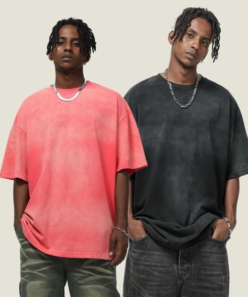Ressaca（レサーカ）の「オーバーサイズユーズド加工無地Tシャツ（Tシャツ/カットソー・メンズ・ブラック/ホワイト/ブルー/パープル/グリーン/ピンク/カーキ/グレー・M/L/XL）」の13枚目の写真