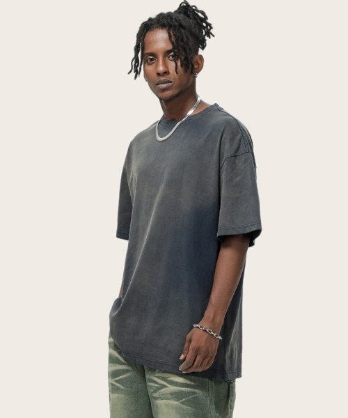 オーバーサイズユーズド加工無地Tシャツ（Tシャツ/カットソー
