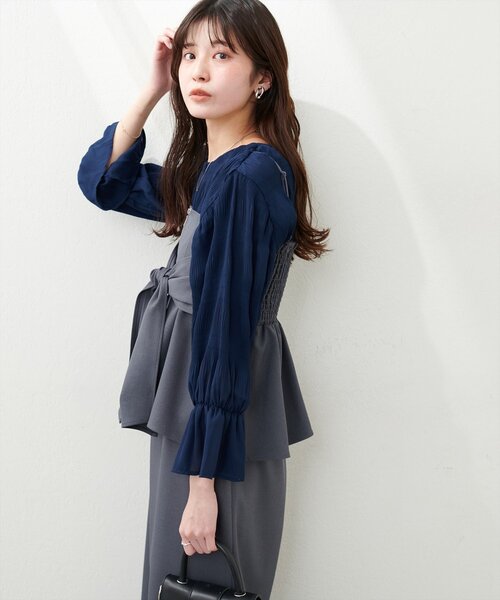 natural couture(ナチュラルクチュール)の「マジョリカプリーツブラウス(シャツ/ブラウス・レディース・グレイッシュベージュ/その他1/ドット/ネイビー/その他2/サックスブルー/ピンク・FREE)」の21枚目の写真