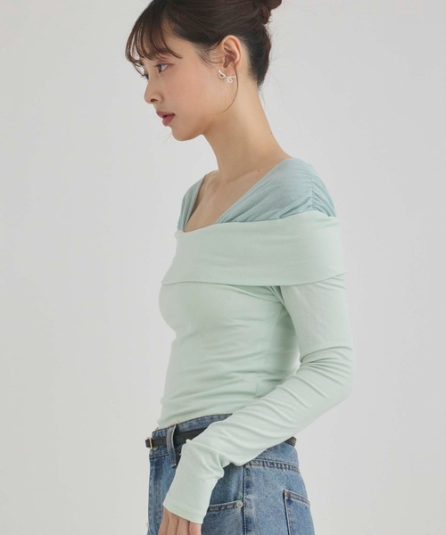 fifth(フィフス)の「オフショルチュールドッキングトップス(Tシャツ/カットソー・レディース・ミント/アイボリー・M)」の11枚目の写真
