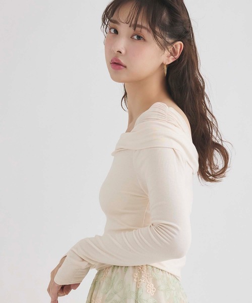 fifth(フィフス)の「オフショルチュールドッキングトップス(Tシャツ/カットソー・レディース・ミント/アイボリー・M)」の5枚目の写真