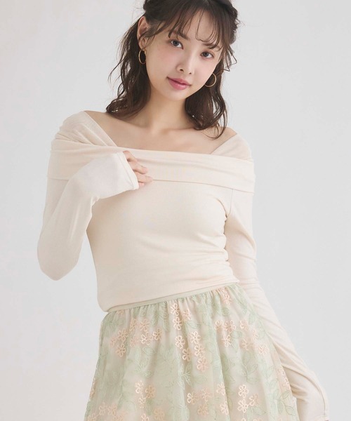 fifth(フィフス)の「オフショルチュールドッキングトップス(Tシャツ/カットソー・レディース・ミント/アイボリー・M)」の4枚目の写真