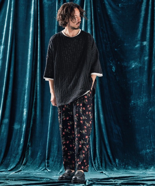 ANGENEHM（アンゲネーム）の「mt9526-Sheer fabric real layered oversized T-shirt Tシャツ（Tシャツ/カットソー・メンズ・ブラック×ホワイト/ブラウン系その他・S/M/L）」の7枚目の写真
