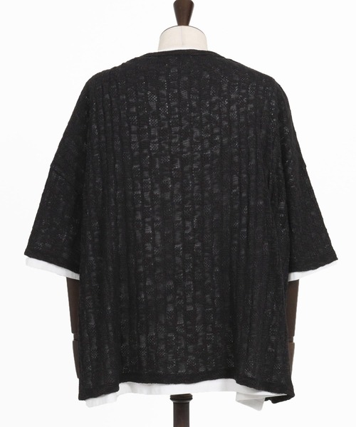 ANGENEHM（アンゲネーム）の「mt9526-Sheer fabric real layered oversized T-shirt Tシャツ（Tシャツ/カットソー・メンズ・ブラック×ホワイト/ブラウン系その他・S/M/L）」の17枚目の写真