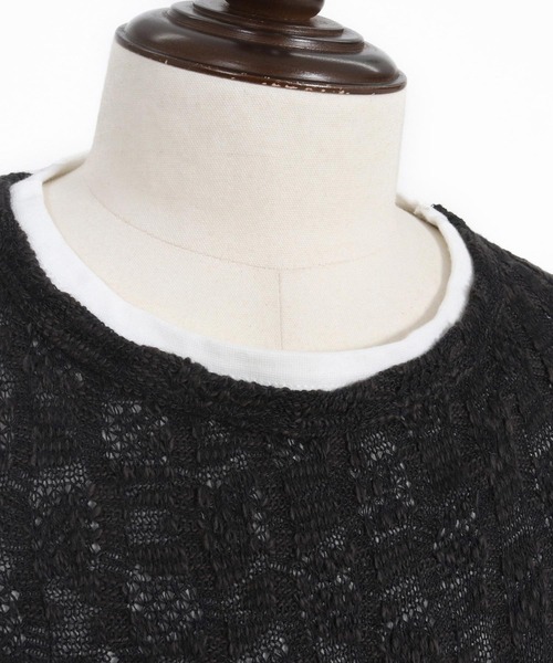 ANGENEHM（アンゲネーム）の「mt9526-Sheer fabric real layered oversized T-shirt Tシャツ（Tシャツ/カットソー・メンズ・ブラック×ホワイト/ブラウン系その他・S/M/L）」の18枚目の写真