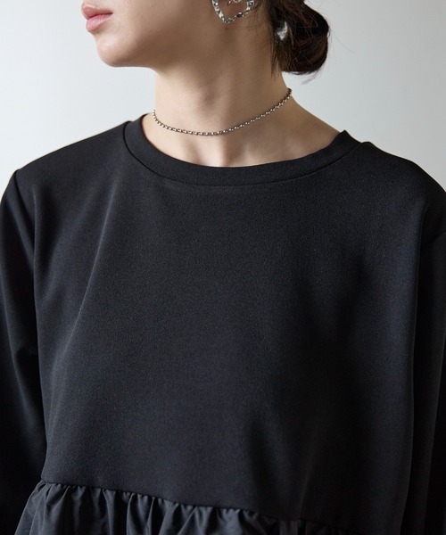 each(イーチ)の「ナイロン切替裾バルーンペプラムプルオーバー(Tシャツ/カットソー・レディース・ブラック/ホワイト/サックスブルー・FREE)」の20枚目の写真