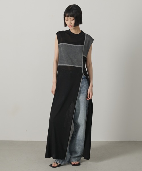 AIC.（エーアイシー）の「ディープスリットシアーニットワンピース（ワンピース・レディース・ブラウン/ブラック・FREE）」の3枚目の写真