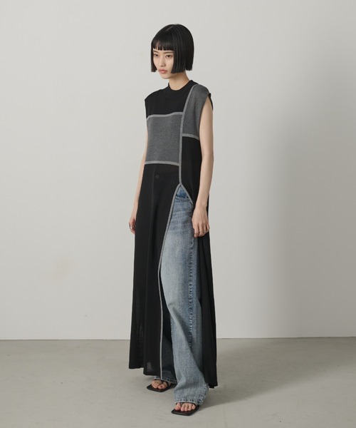 AIC.（エーアイシー）の「ディープスリットシアーニットワンピース（ワンピース・レディース・ブラウン/ブラック・FREE）」の4枚目の写真