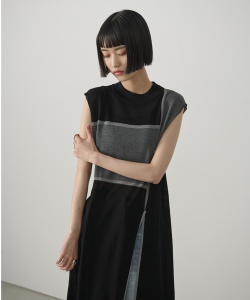 AIC.（エーアイシー）の「ディープスリットシアーニットワンピース（ワンピース・レディース・ブラウン/ブラック・FREE）」の11枚目の写真