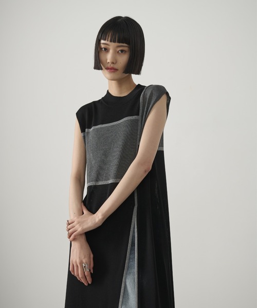 AIC.（エーアイシー）の「ディープスリットシアーニットワンピース（ワンピース・レディース・ブラウン/ブラック・FREE）」の10枚目の写真