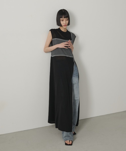 AIC.（エーアイシー）の「ディープスリットシアーニットワンピース（ワンピース・レディース・ブラウン/ブラック・FREE）」の8枚目の写真