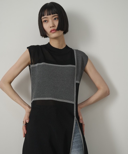 AIC.（エーアイシー）の「ディープスリットシアーニットワンピース（ワンピース・レディース・ブラウン/ブラック・FREE）」の12枚目の写真