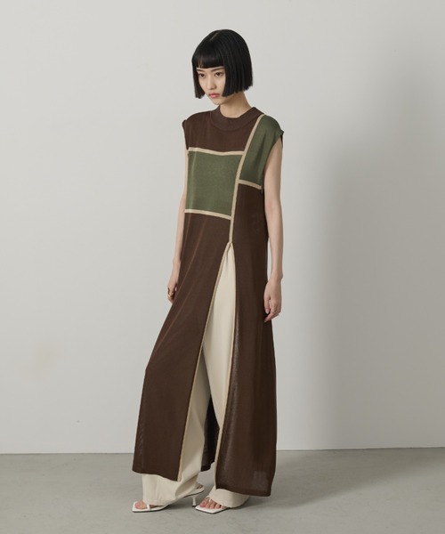 AIC.（エーアイシー）の「ディープスリットシアーニットワンピース（ワンピース・レディース・ブラウン/ブラック・FREE）」の19枚目の写真