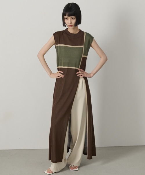 AIC.（エーアイシー）の「ディープスリットシアーニットワンピース（ワンピース・レディース・ブラウン/ブラック・FREE）」の21枚目の写真