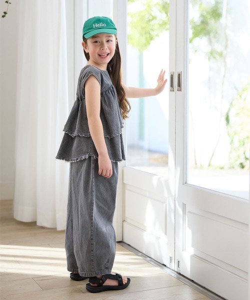 Piet（ピエット）の「【綿100%】アシメ フリル デニムブラウス（シャツ/ブラウス・キッズ・グレー/サックスブルー・100/110/130/120）」の15枚目の写真