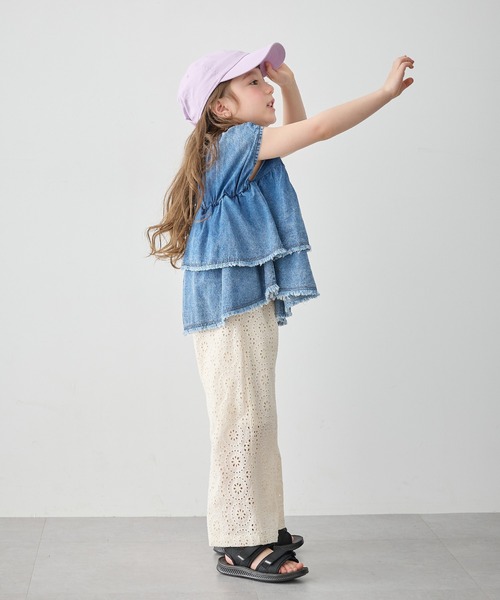 Piet（ピエット）の「【綿100%】アシメ フリル デニムブラウス（シャツ/ブラウス・キッズ・グレー/サックスブルー・100/110/130/120）」の7枚目の写真