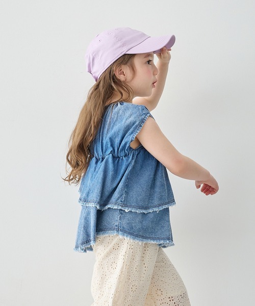 Piet（ピエット）の「【綿100%】アシメ フリル デニムブラウス（シャツ/ブラウス・キッズ・グレー/サックスブルー・100/110/130/120）」の17枚目の写真