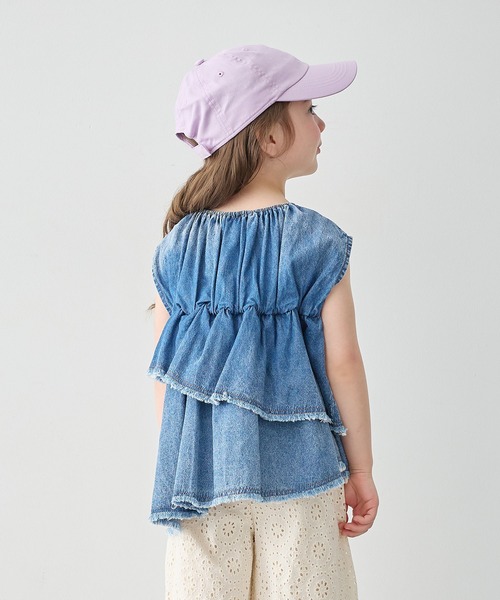 Piet（ピエット）の「【綿100%】アシメ フリル デニムブラウス（シャツ/ブラウス・キッズ・グレー/サックスブルー・100/110/130/120）」の18枚目の写真