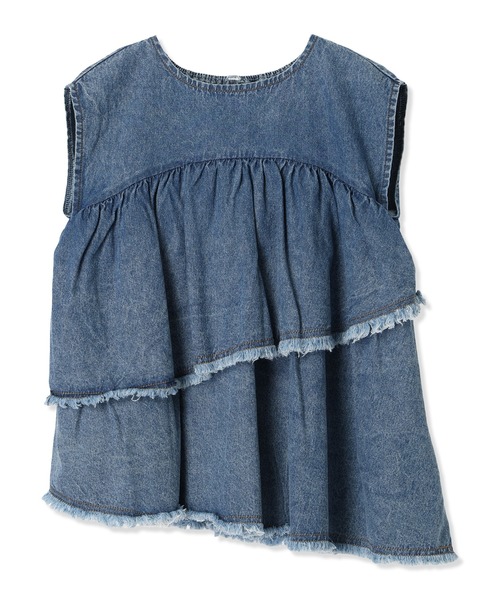 Piet（ピエット）の「【綿100%】アシメ フリル デニムブラウス（シャツ/ブラウス・キッズ・グレー/サックスブルー・100/110/130/120）」の20枚目の写真