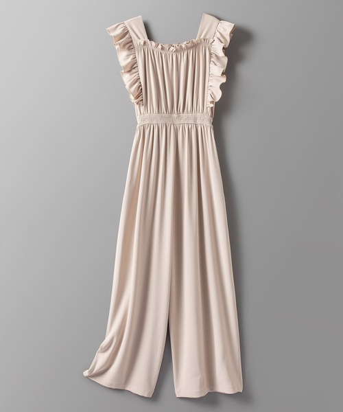 SAISON DE PAPILLON(セゾンドパピヨン)の「可愛さ満点フリルオールインワン(サロペット/オーバーオール・レディース・ベージュ/ブラック・S/M/L)」の6枚目の写真