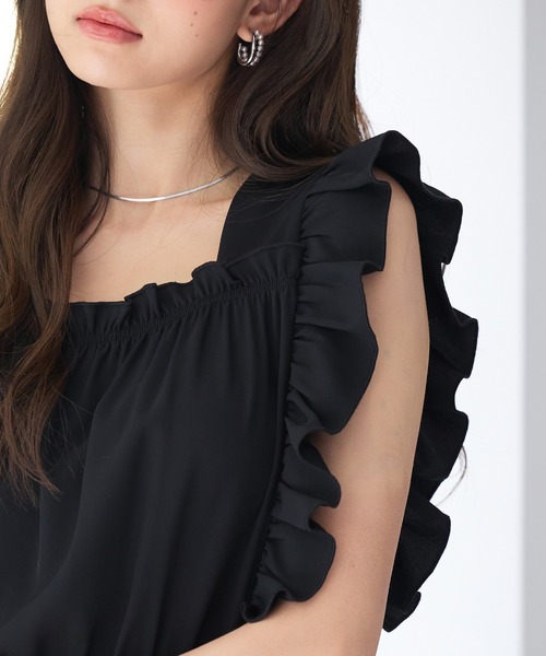 SAISON DE PAPILLON(セゾンドパピヨン)の「可愛さ満点フリルオールインワン(サロペット/オーバーオール・レディース・ベージュ/ブラック・S/M/L)」の18枚目の写真