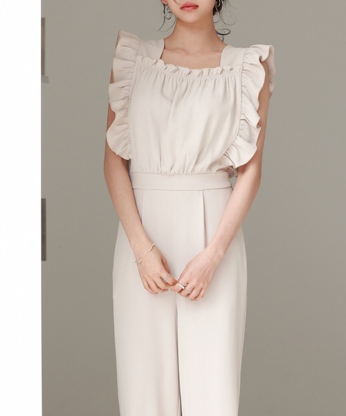 SAISON DE PAPILLON(セゾンドパピヨン)の「可愛さ満点フリルオールインワン(サロペット/オーバーオール・レディース・ベージュ/ブラック・S/M/L)」の22枚目の写真