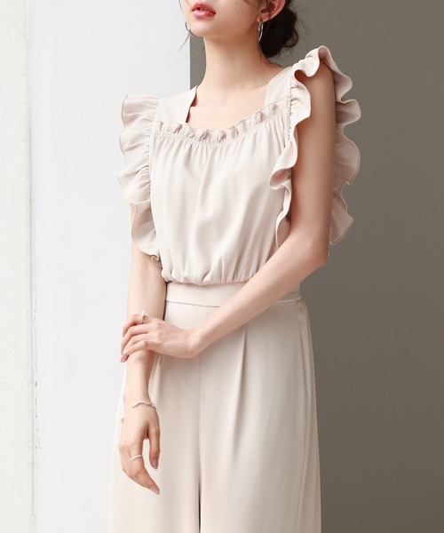 SAISON DE PAPILLON(セゾンドパピヨン)の「可愛さ満点フリルオールインワン(サロペット/オーバーオール・レディース・ベージュ/ブラック・S/M/L)」の12枚目の写真