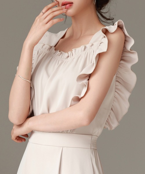 SAISON DE PAPILLON(セゾンドパピヨン)の「可愛さ満点フリルオールインワン(サロペット/オーバーオール・レディース・ベージュ/ブラック・S/M/L)」の15枚目の写真