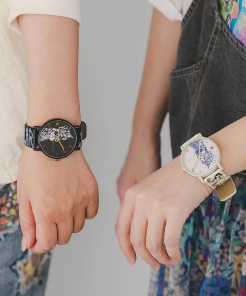 ScoLar(スカラー)の「SJ-022:ネコとSCOLARロゴ 総柄腕時計(アナログ腕時計・レディース・アイボリー/ブラック・M)」の19枚目の写真