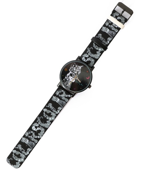 ScoLar(スカラー)の「SJ-022:ネコとSCOLARロゴ 総柄腕時計(アナログ腕時計・レディース・アイボリー/ブラック・M)」の9枚目の写真