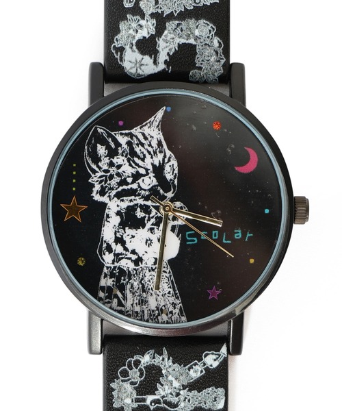ScoLar(スカラー)の「SJ-022:ネコとSCOLARロゴ 総柄腕時計(アナログ腕時計・レディース・アイボリー/ブラック・M)」の10枚目の写真