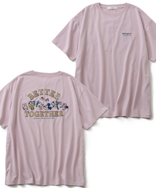Disney(ディズニー)の「【Disney/ディズニー】アートワークデザイン 総刺繍 半袖Tシャツ(Tシャツ/カットソー・レディース・ライトピンク/スミクロ/オートミール/カーキ・L/M)」の1枚目の写真
