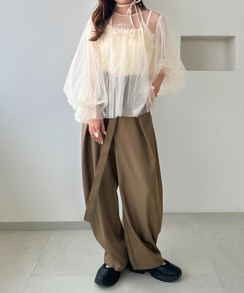 apres jour clair】チュールデザインシアートップス（シャツ/ブラウス