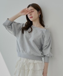 即日発送　chico ポロシャツニット　グレー セール】【ZOZO限定】刺繍入り襟付きポロニット（ニット