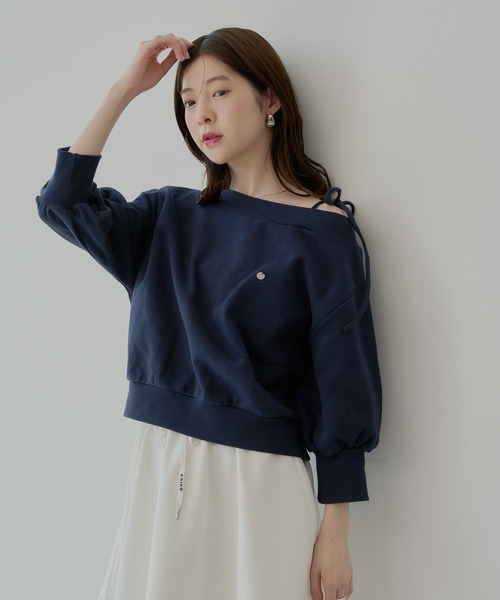 Chico（チコ）の「【7分袖】肩リボンワンショルルーズスウェット（Tシャツ/カットソー・レディース・グレー/ネイビー/オートミール/ピンク・FREE）」の15枚目の写真