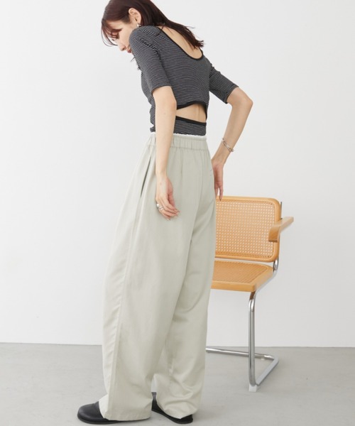 Auntie Rosa Holiday(アンティローザホリデー)の「ボーダーテレコバックスリットトップス(Tシャツ/カットソー・レディース・ブラック/オフホワイト・FREE)」の13枚目の写真
