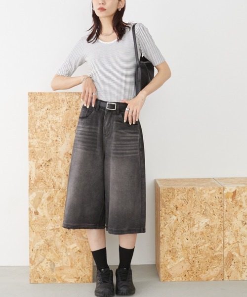 Auntie Rosa Holiday(アンティローザホリデー)の「ボーダーテレコバックスリットトップス(Tシャツ/カットソー・レディース・ブラック/オフホワイト・FREE)」の17枚目の写真