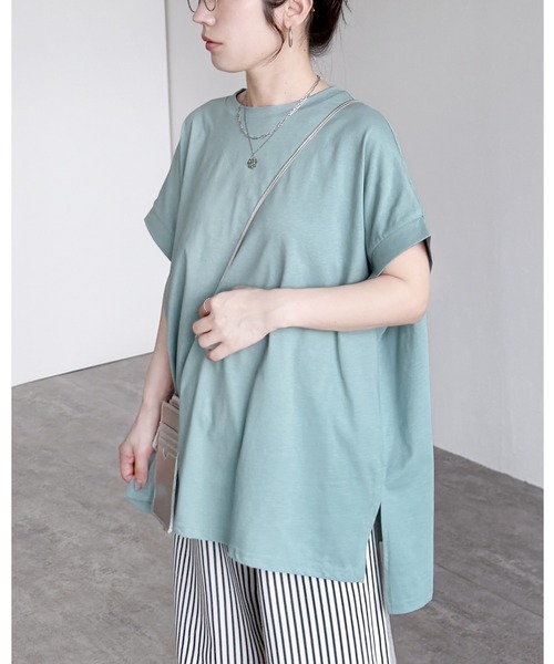 reca(レカ)の「【接触冷感】フレンチスリーブプルオーバー(Tシャツ/カットソー・レディース・ブラック/アイボリー/アクア/チャコールグレー・M)」の4枚目の写真