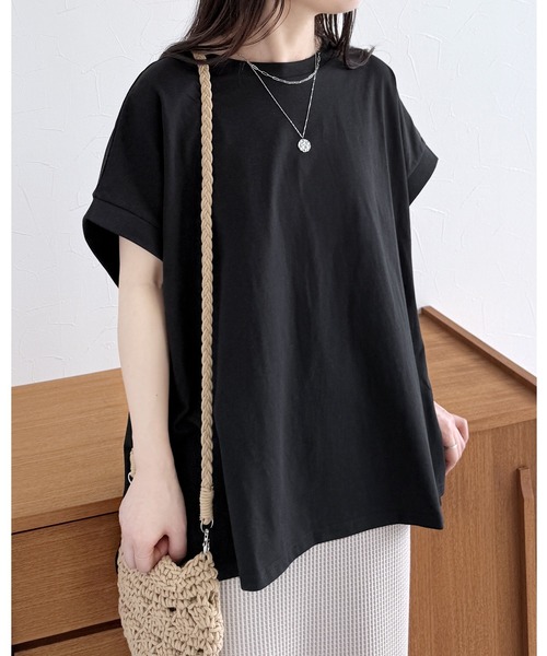reca(レカ)の「【接触冷感】フレンチスリーブプルオーバー(Tシャツ/カットソー・レディース・ブラック/アイボリー/アクア/チャコールグレー・M)」の2枚目の写真