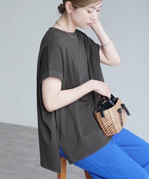 reca(レカ)の「【接触冷感】フレンチスリーブプルオーバー(Tシャツ/カットソー・レディース・ブラック/アイボリー/アクア/チャコールグレー・M)」の13枚目の写真