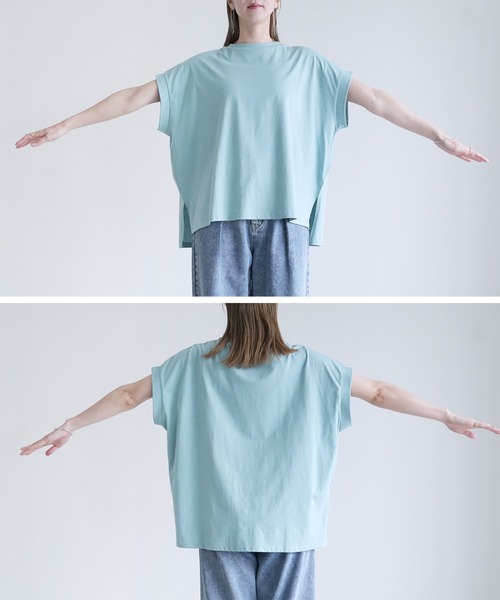 reca(レカ)の「【接触冷感】フレンチスリーブプルオーバー(Tシャツ/カットソー・レディース・ブラック/アイボリー/アクア/チャコールグレー・M)」の9枚目の写真