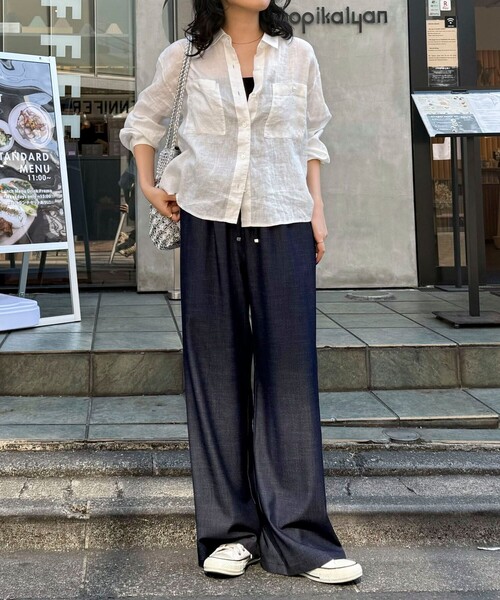 fredy emue（フレディエミュ）の「LINEN100クロップドシャツ（シャツ/ブラウス・レディース・オフホワイト/ブルー系その他/ベビーピンク/イエロー系その他/ネイビー・38）」の18枚目の写真