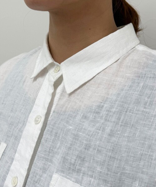 fredy emue（フレディエミュ）の「LINEN100クロップドシャツ（シャツ/ブラウス・レディース・オフホワイト/ブルー系その他/ベビーピンク/イエロー系その他/ネイビー・38）」の8枚目の写真
