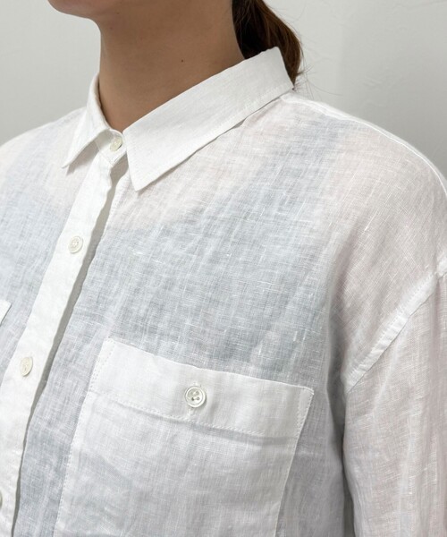 fredy emue（フレディエミュ）の「LINEN100クロップドシャツ（シャツ/ブラウス・レディース・オフホワイト/ブルー系その他/ベビーピンク/イエロー系その他/ネイビー・38）」の11枚目の写真