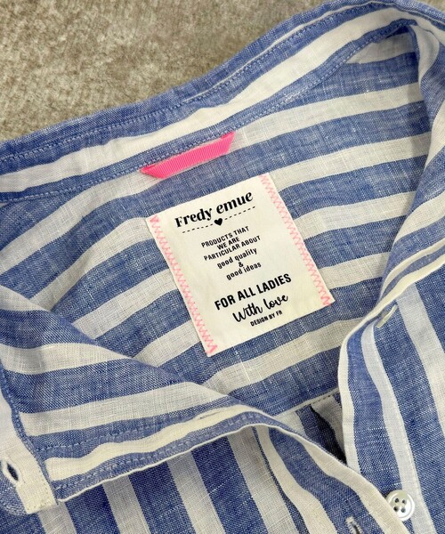 fredy emue（フレディエミュ）の「LINEN100クロップドシャツ（シャツ/ブラウス・レディース・オフホワイト/ブルー系その他/ベビーピンク/イエロー系その他/ネイビー・38）」の15枚目の写真